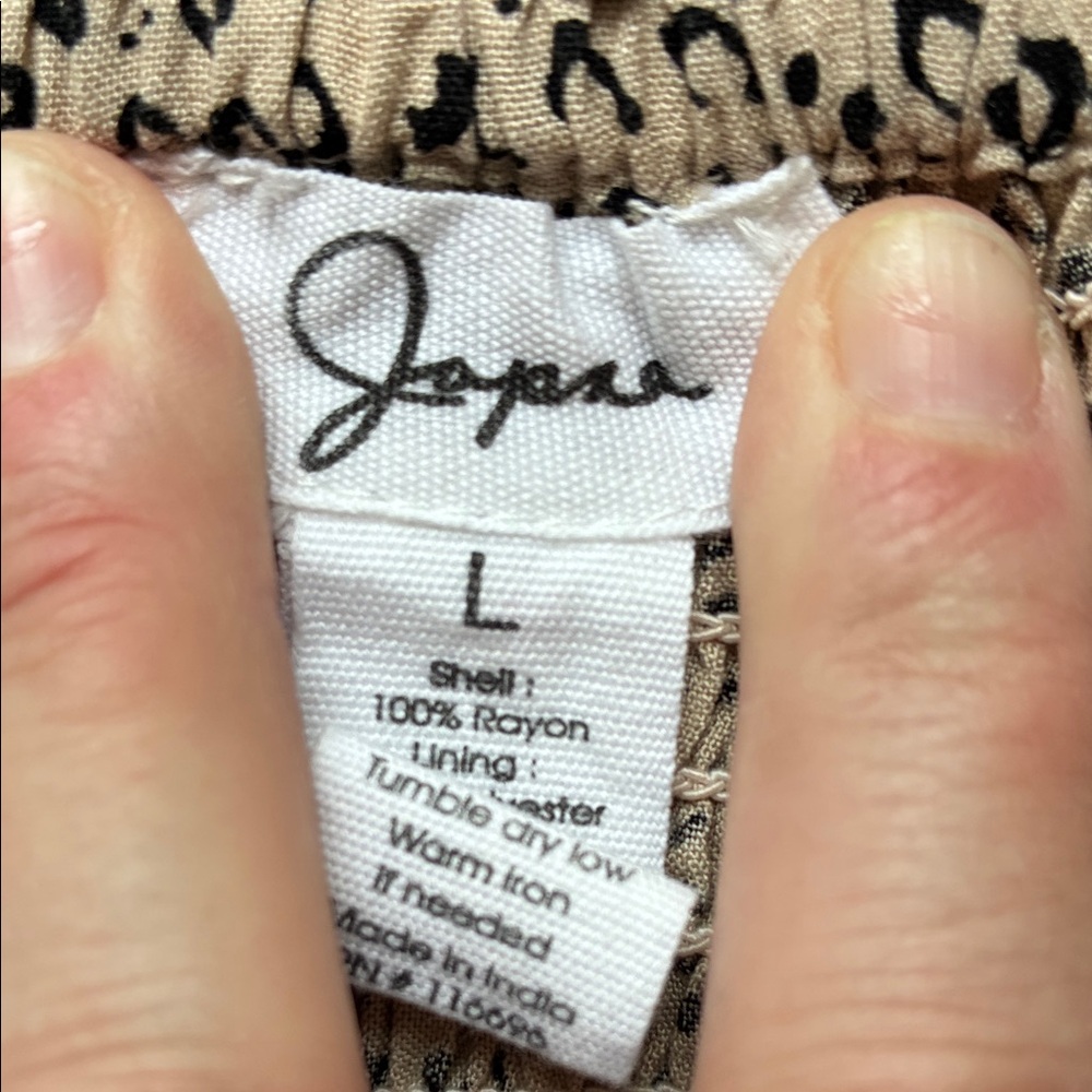 JAPNA tiered skirt leopard print smocking waistband large - Picture 3 of 6